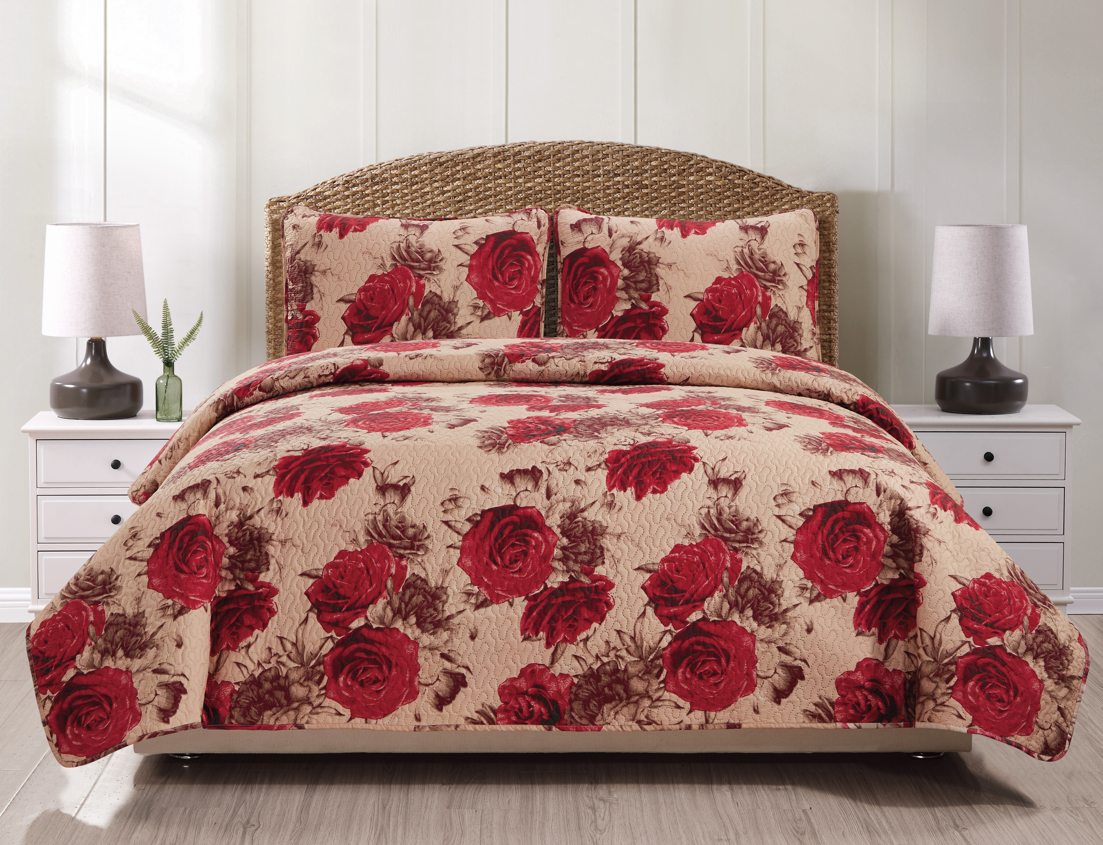 3 pcs printing bedspread quilt polyester quilted coverlet set