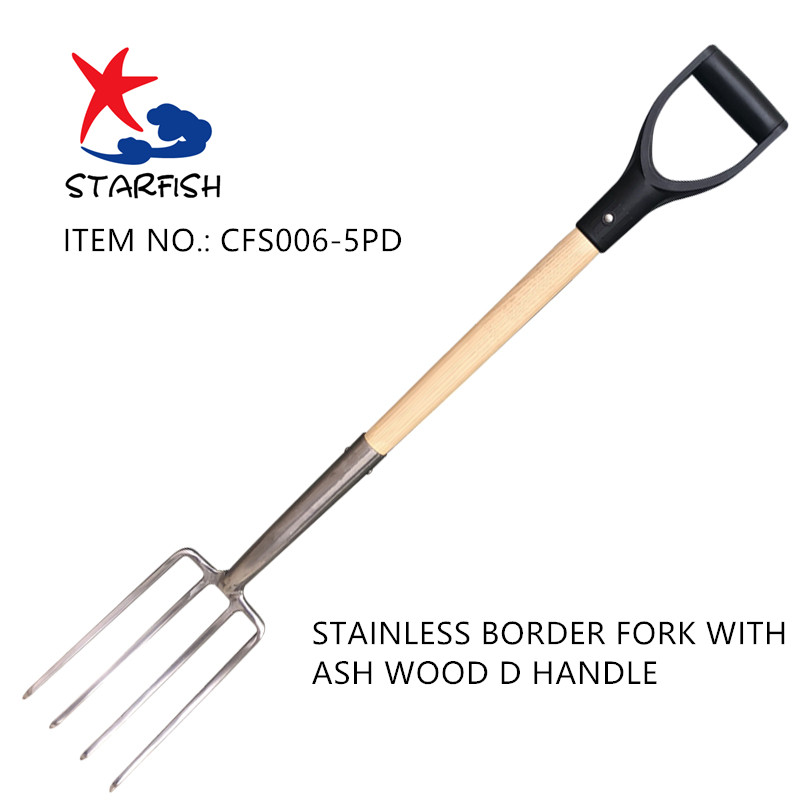 Stainless Border Fork With Ash Wood D Handle