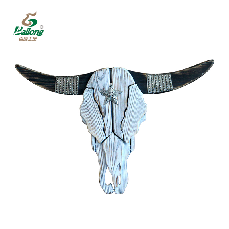 White made old fashion wooden carving of animal heads