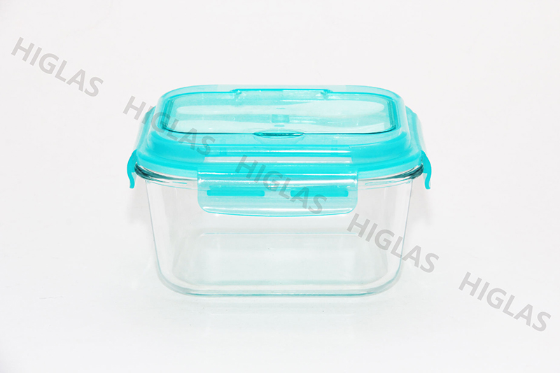 1.1l/1.4l Square Borosilicate Glass Food Container With Pp Lid With Fork&spoon