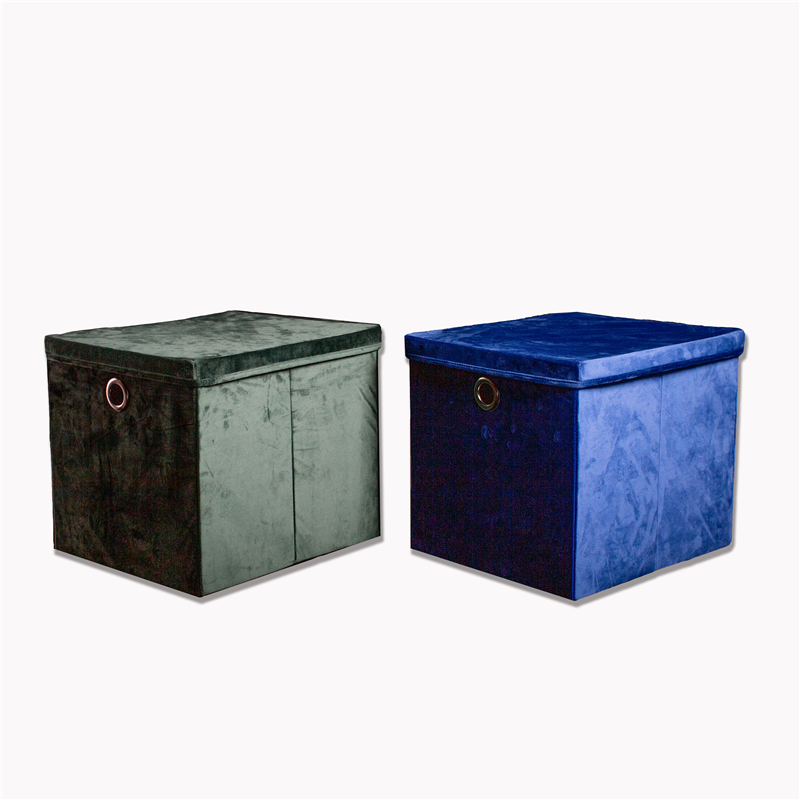 Velvet Storage Bin with Lid
