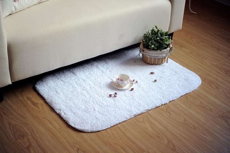Cotton White Plain Weave Long Pile Hotel Collection Bath Rugs