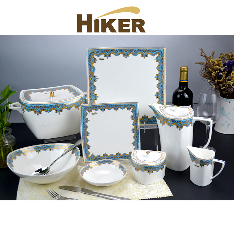 61pcs New Bone China Square Shape Dinner Set