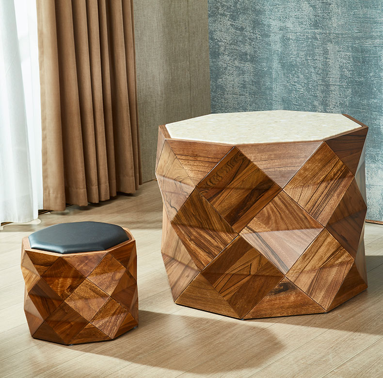 Wooden Bench With Simple Geometry