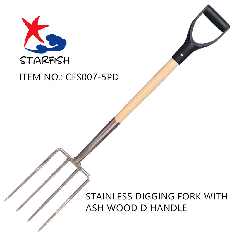 Stainless Digging Fork With Ash Wood D Handle