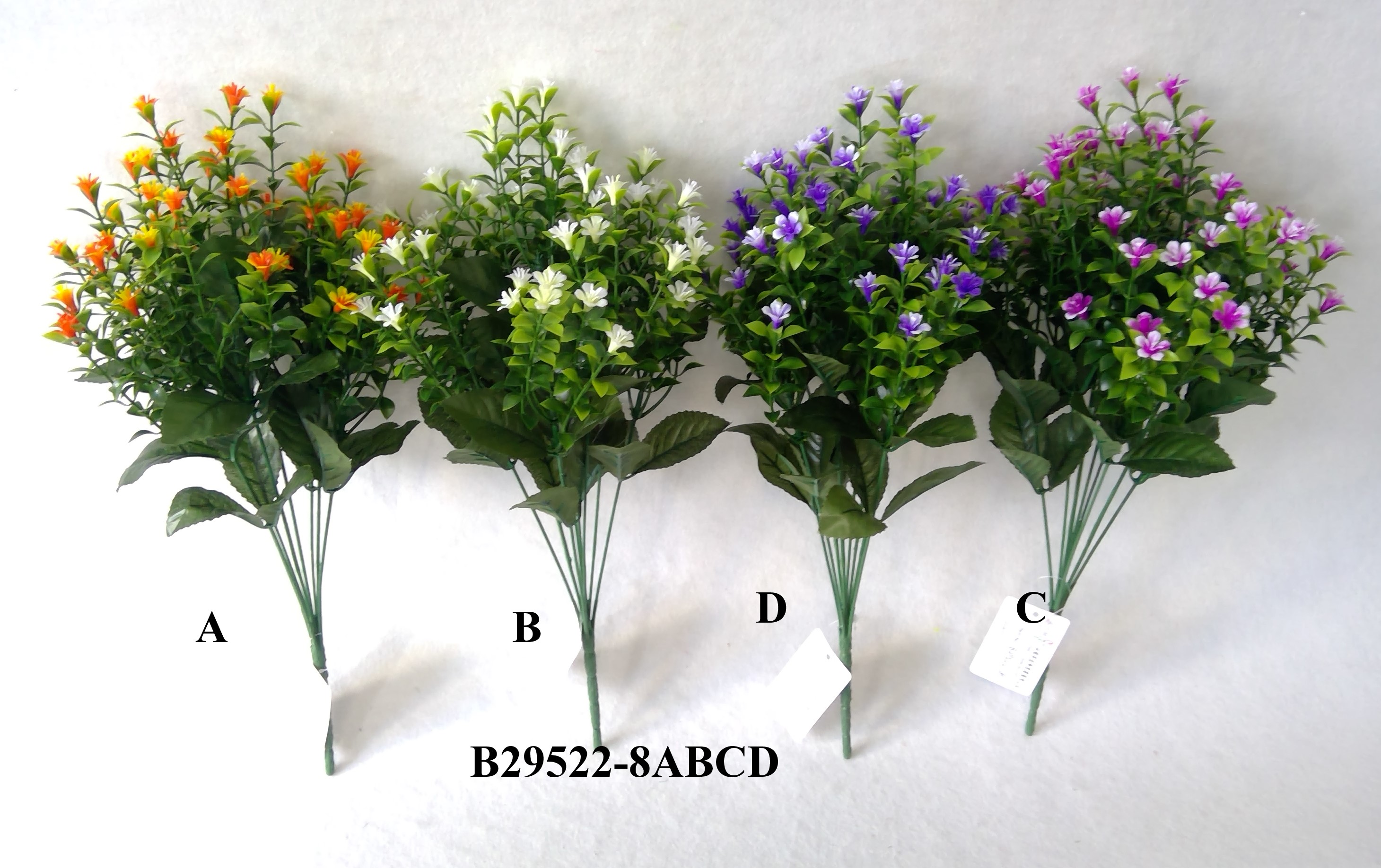 Plastic grass &small flower x 8