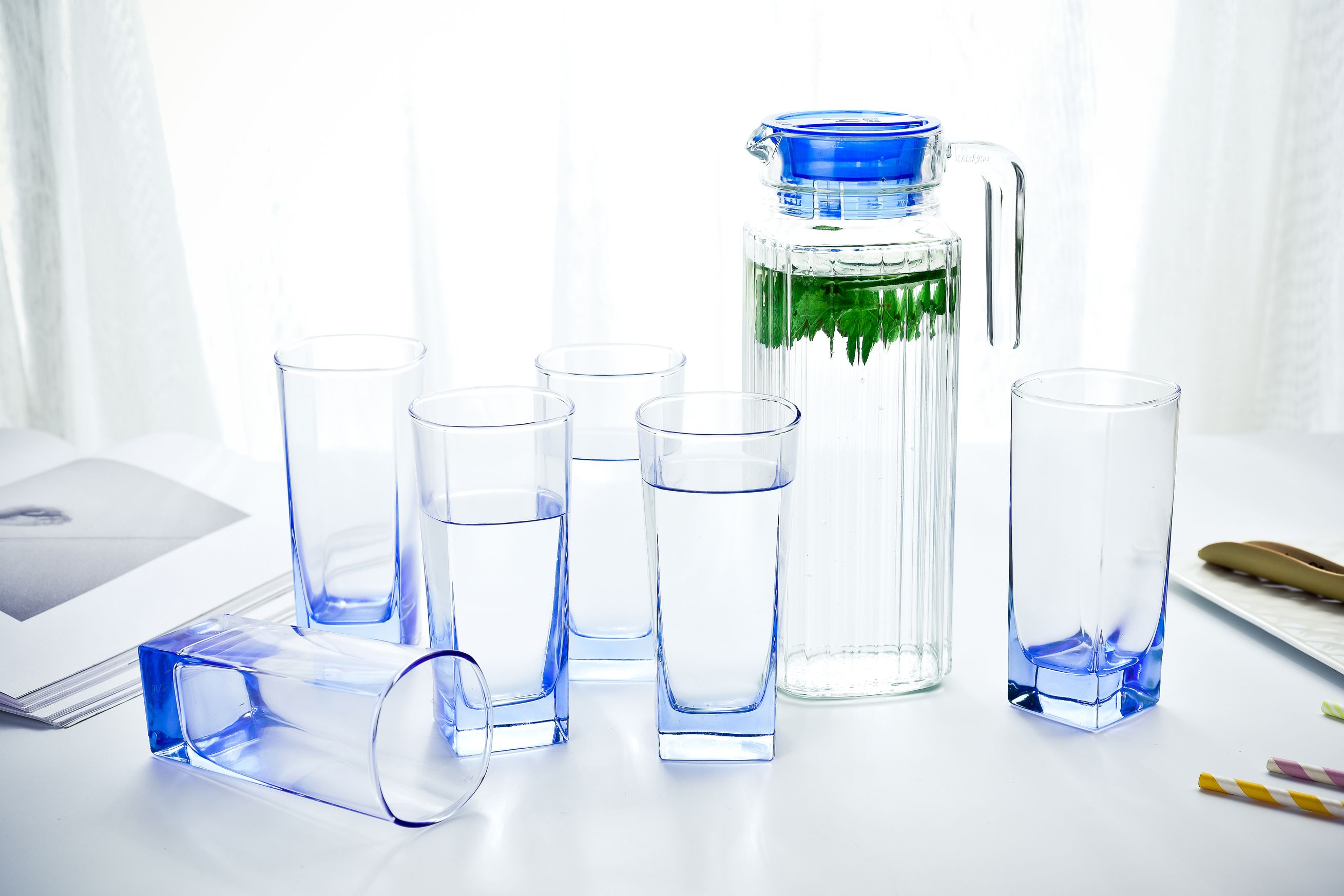 Glass Pitcher Set, Glass Jug Set, Glass Kettle Set