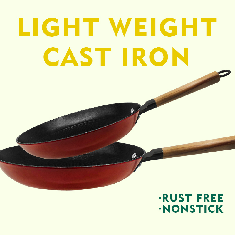 Cast Iron Fry Pan Light Weight Enamel Honeycomb 20cm 24cm 28cm 30cm 32cm