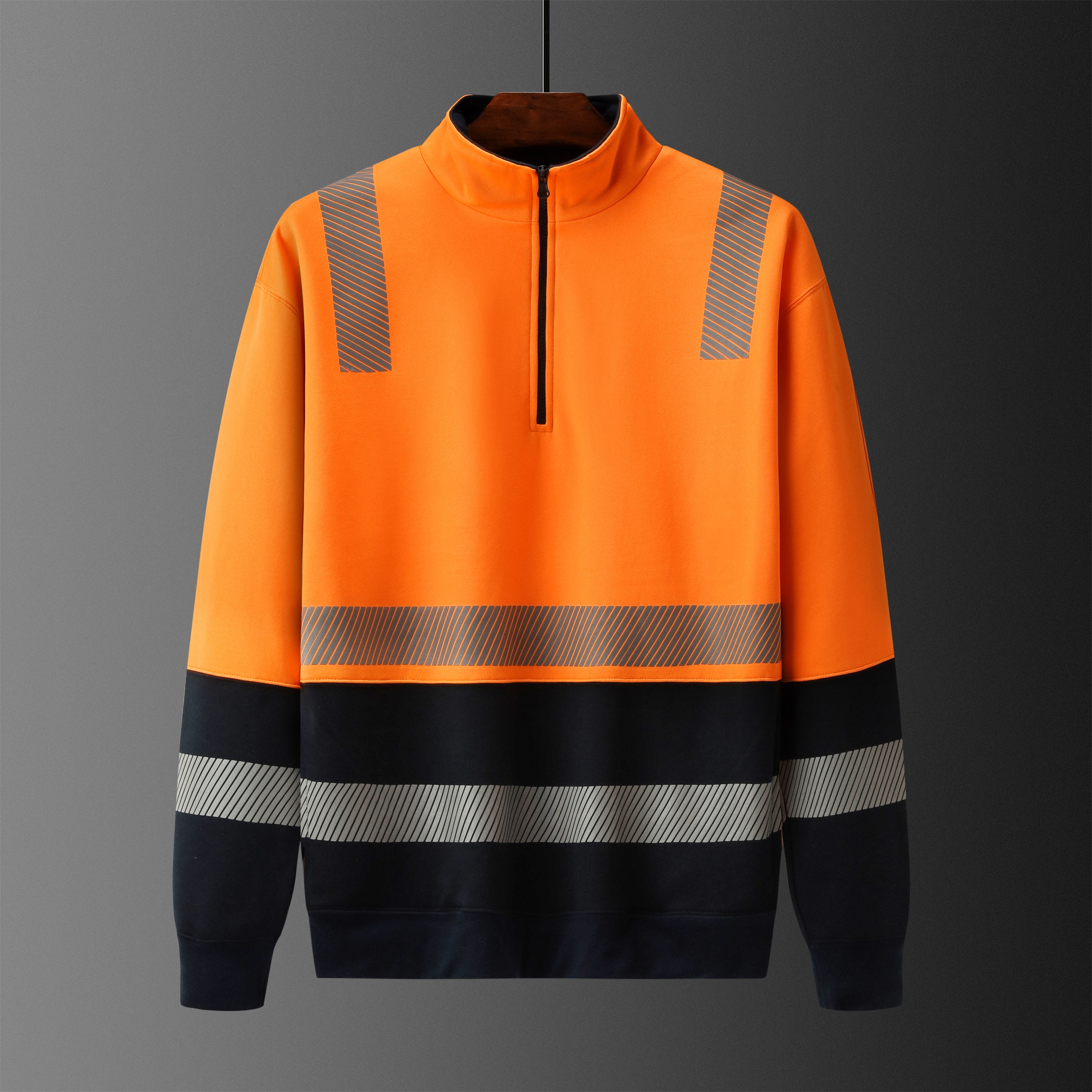 Men's collar Hivis pullover 100% COTTON, reflective tape