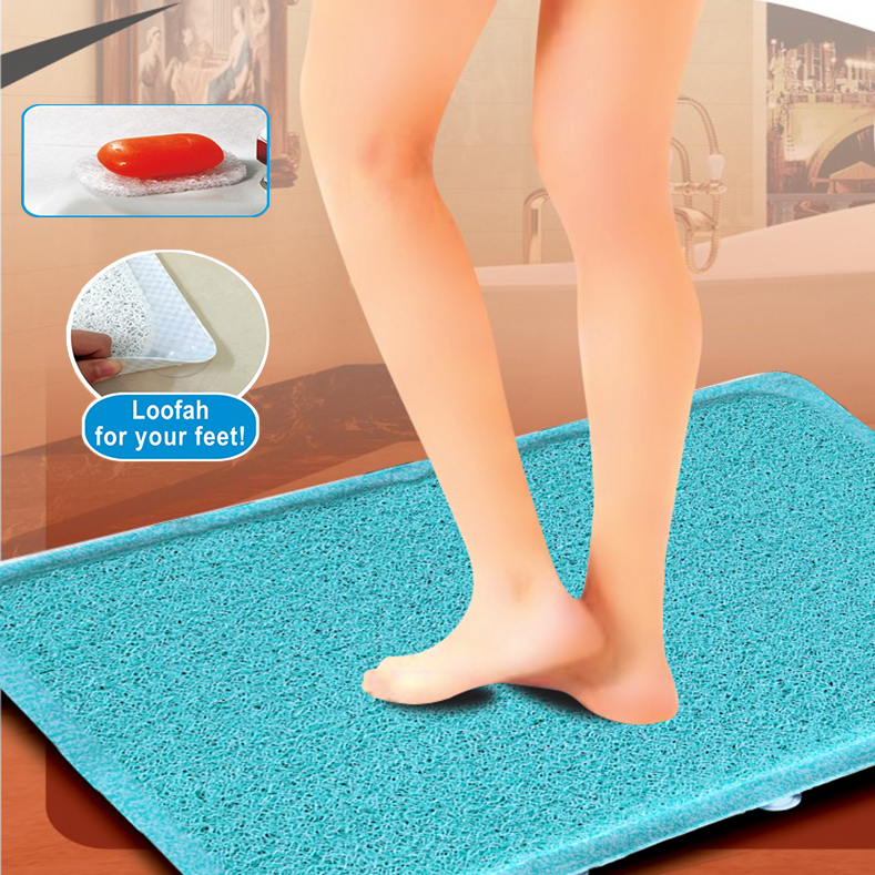 Aqua Rug & Loofah Bath Mat