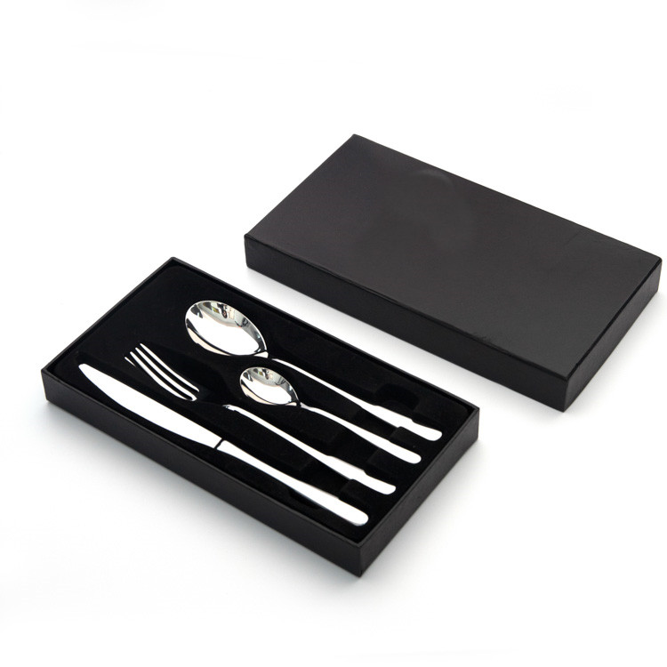Modern luxury quality hand made cutlery set 4 piece stainless steel flatware set in box