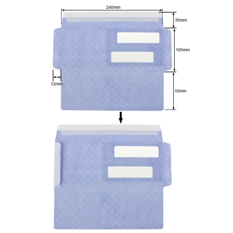 "Double window envelopes", "safety envelopes", "hot melt envelopes"