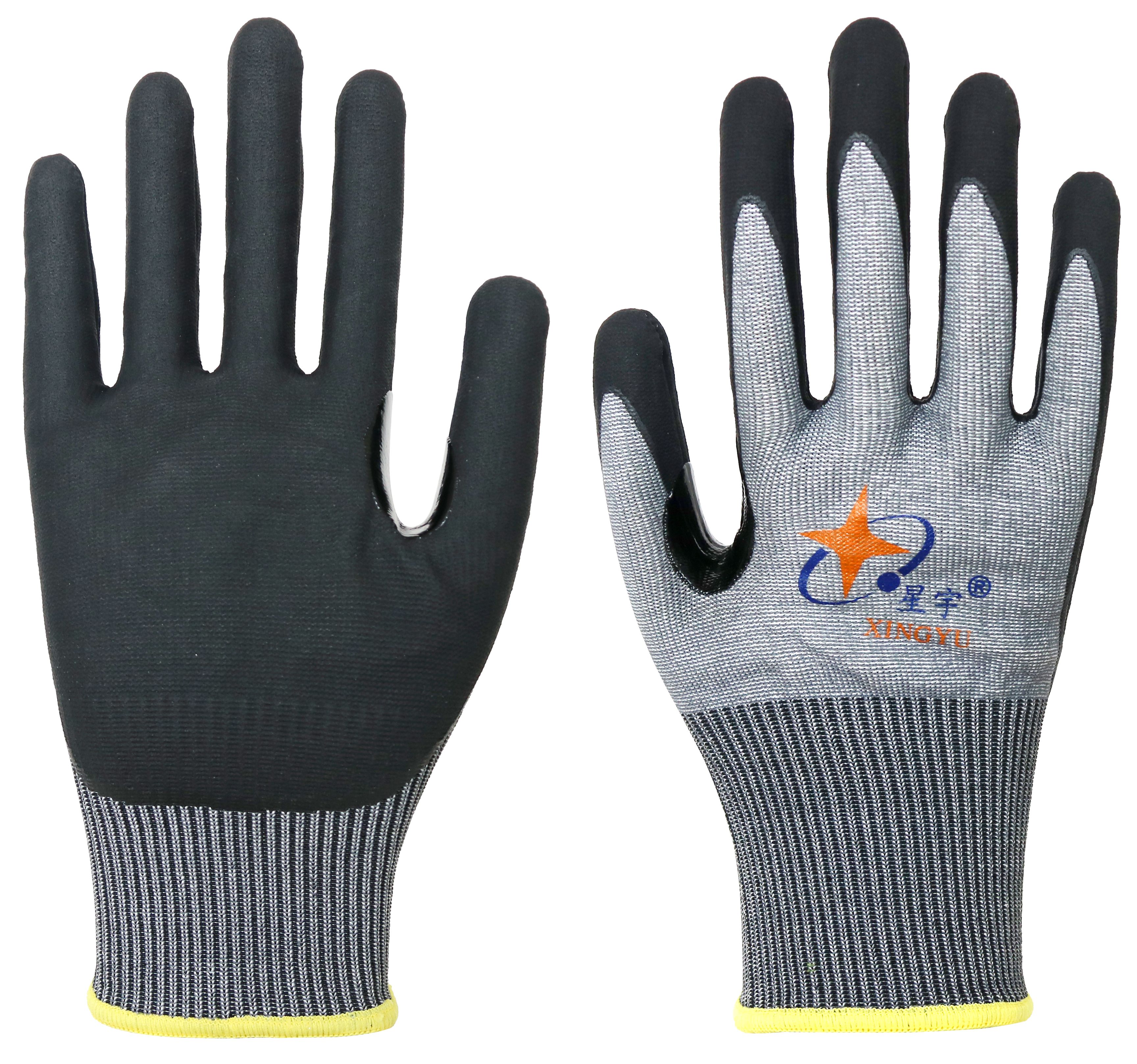 13G HPPE Black Micro Foam Palm Coated.Reinforcement Reinforced crotch&Fingers