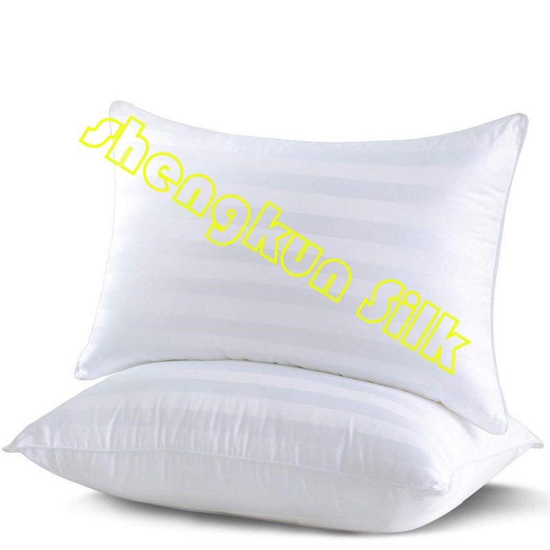 Hotel Linen White 300TC Cotton Stripe Shell Soft Silk Pillow