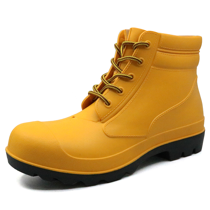 Anti slip waterproof impact puncture resistant laced up ankle safety rain boots