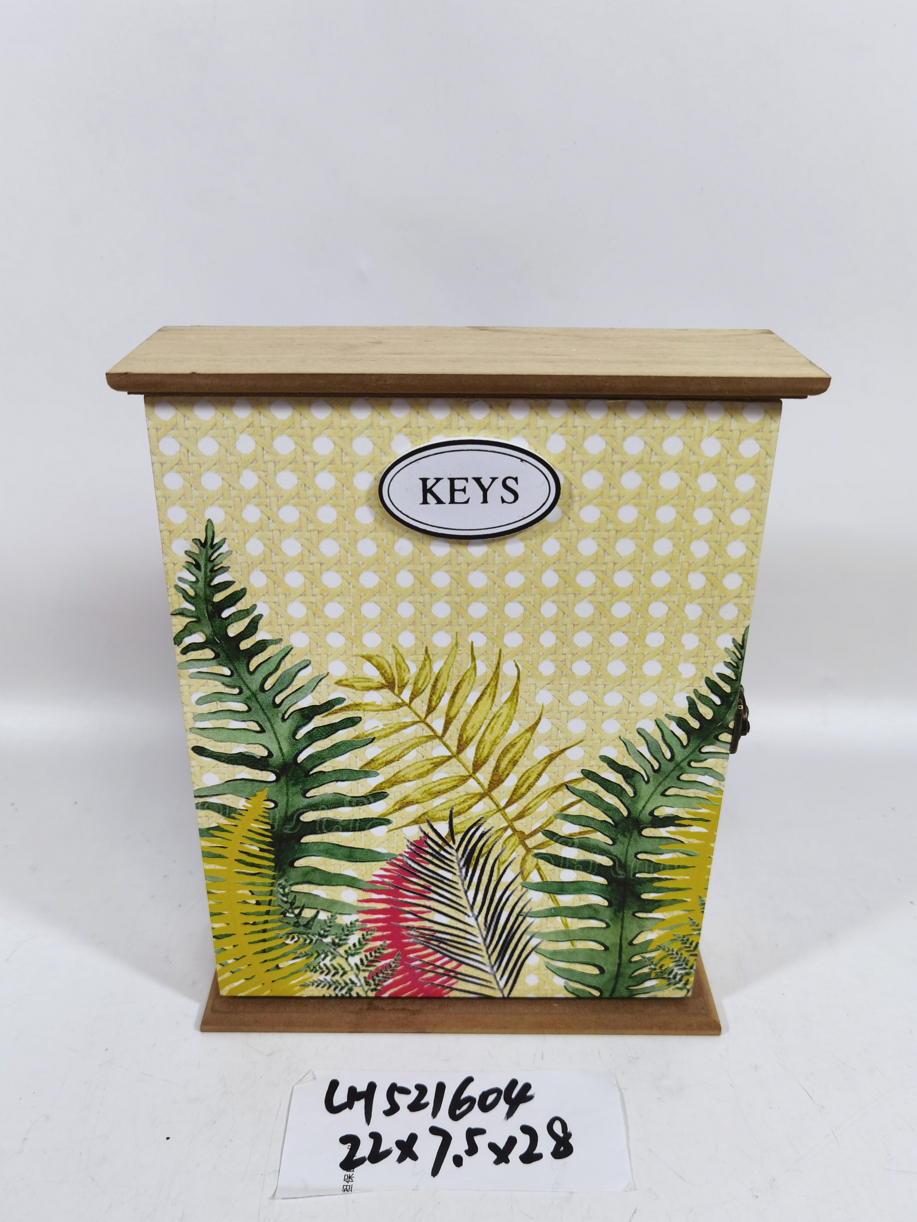 Wooden key lock box with spray printed pattern for home decoration