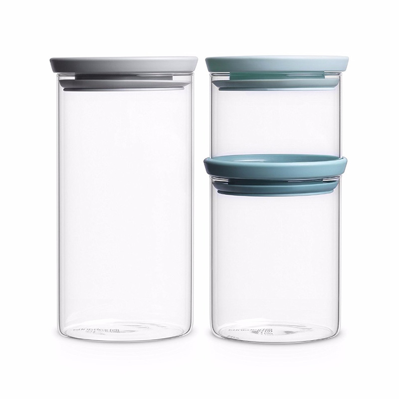 plastic lid Borosilicate glass storage jar