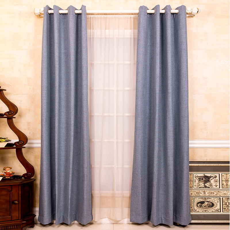 Composite grommet curtain with rainbow Imitation linen fabric