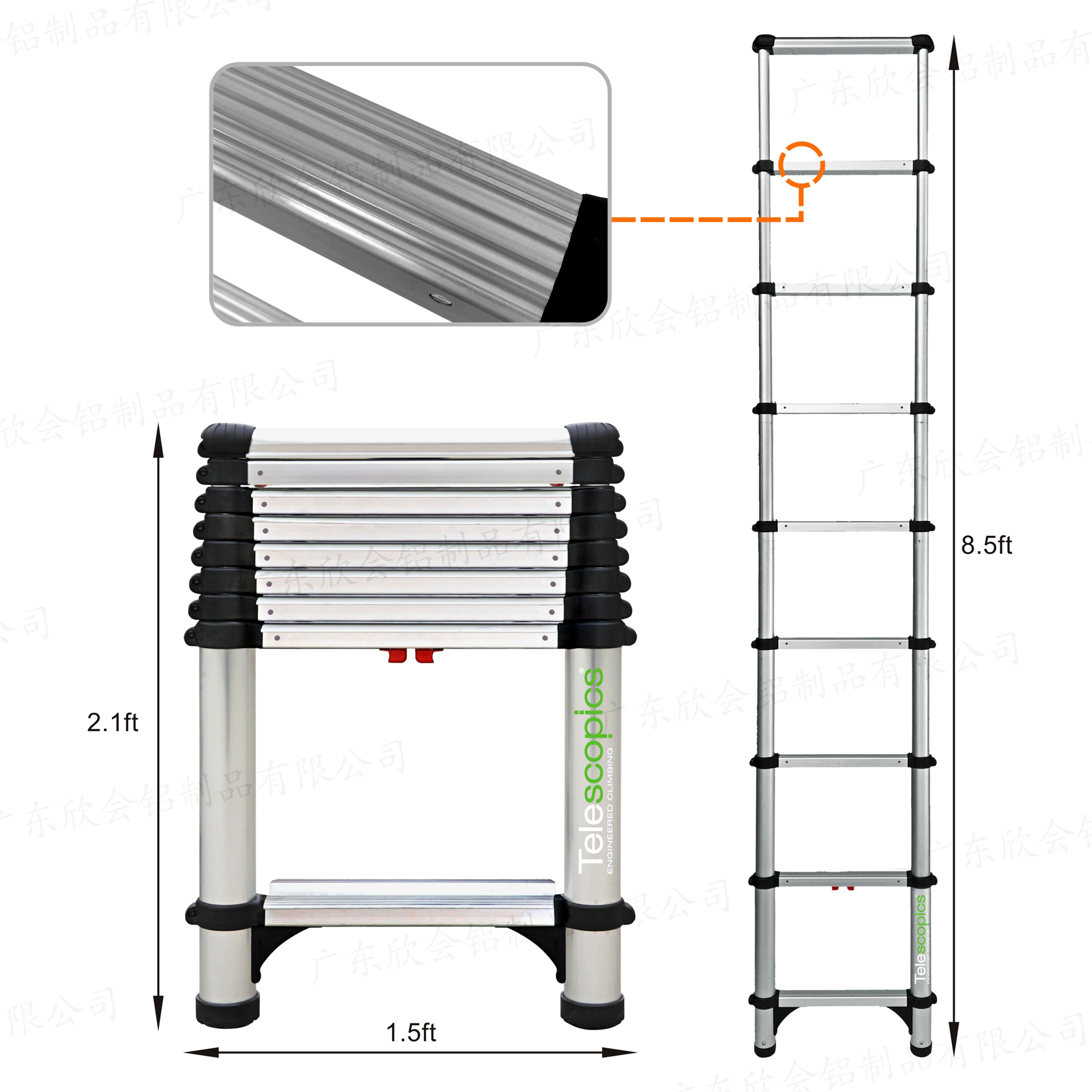 12 ft Reach Telescoping Extension Ladder