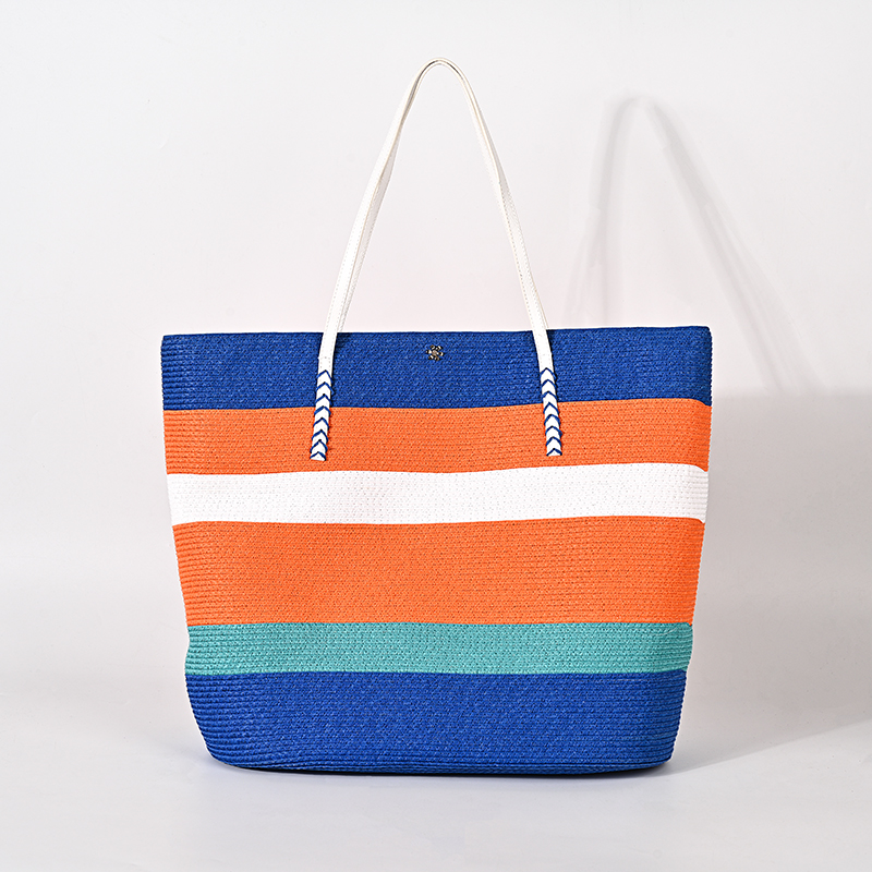 Ladies multi color paper braid handbag