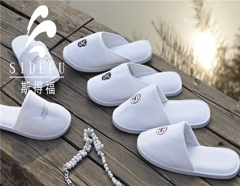 Hotel Velour Slipper with Embroidery Logo