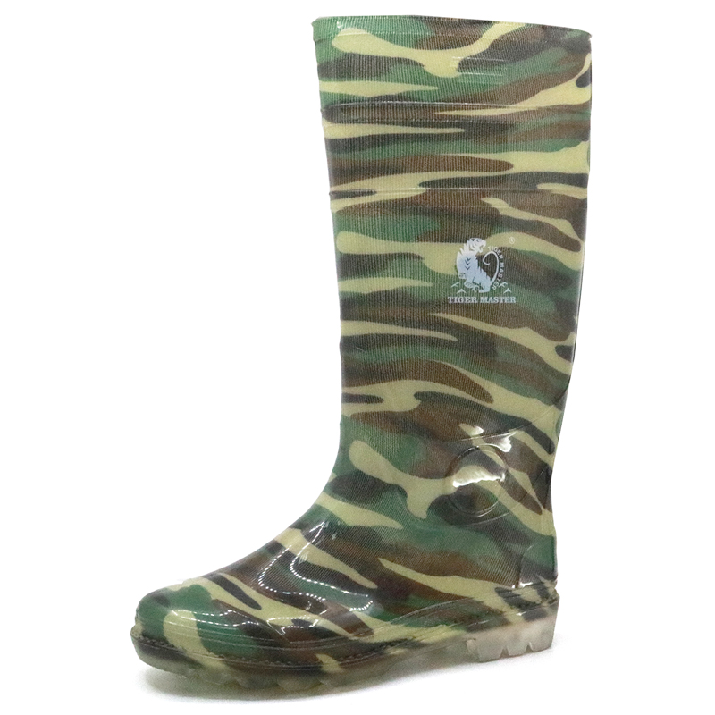 Slip resistant waterproof lightweight non safety PVC glitter rain boots