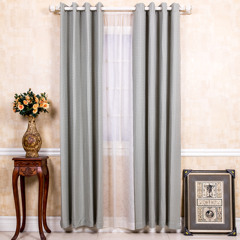 Grid jacquard grommet curtain
