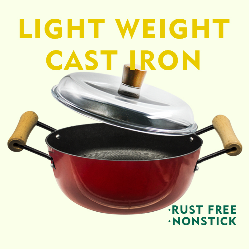 Cast Iron Pot Casserole Light Weight Enamel Honeycomb 20cm 24cm