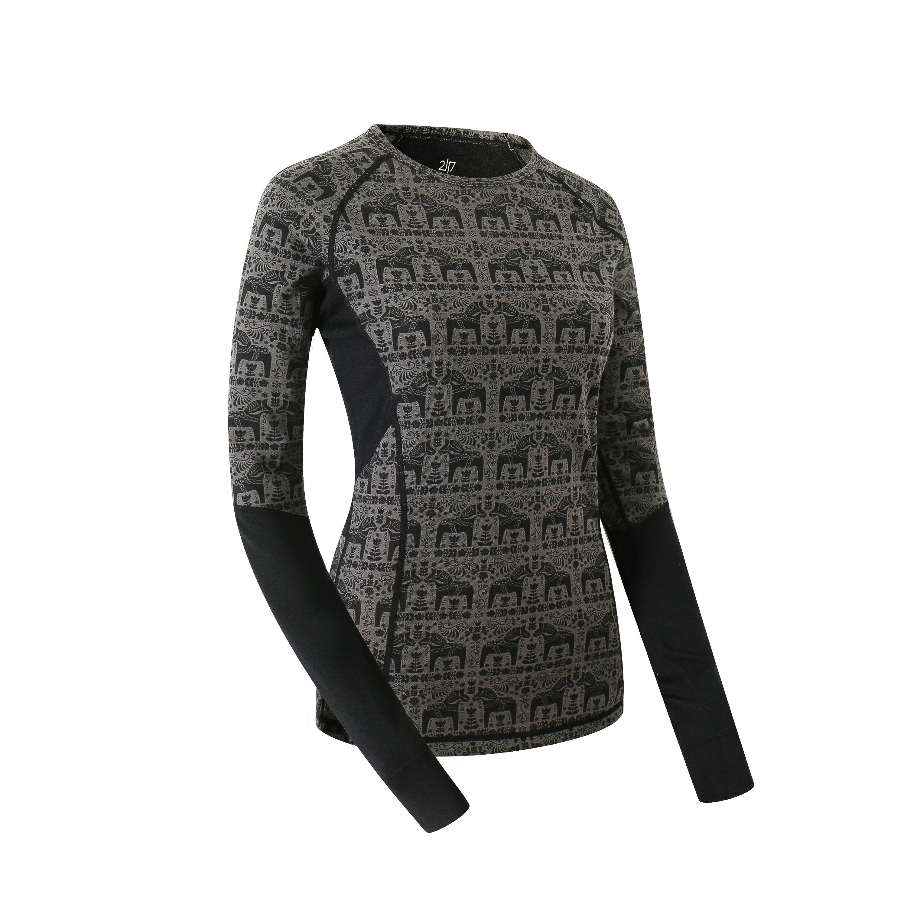 Merino wool Overall Print Round Neck Top / wool print/ merino wool print/ merino / wool