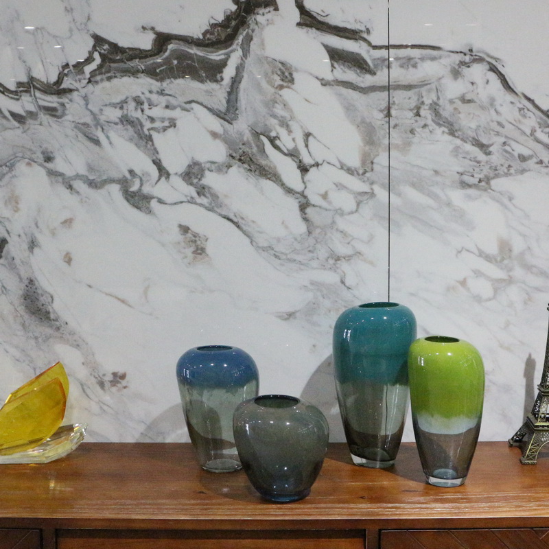 Handmade blown colored glass vase