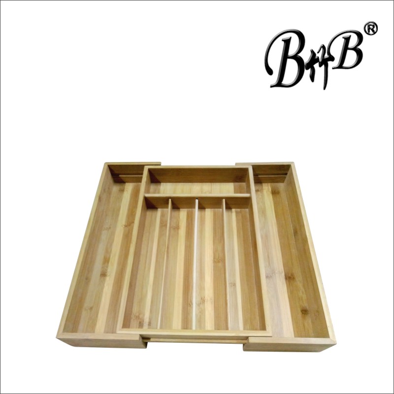 Adjustable bamboo cutlery box