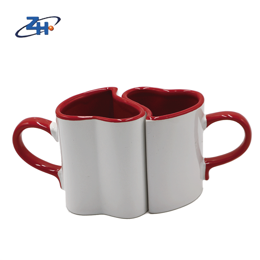 ceramic heart shape couple mug gift mug for valentine's day gift
