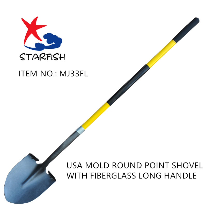 Round Point Shovel With Fiberglass Long Handle