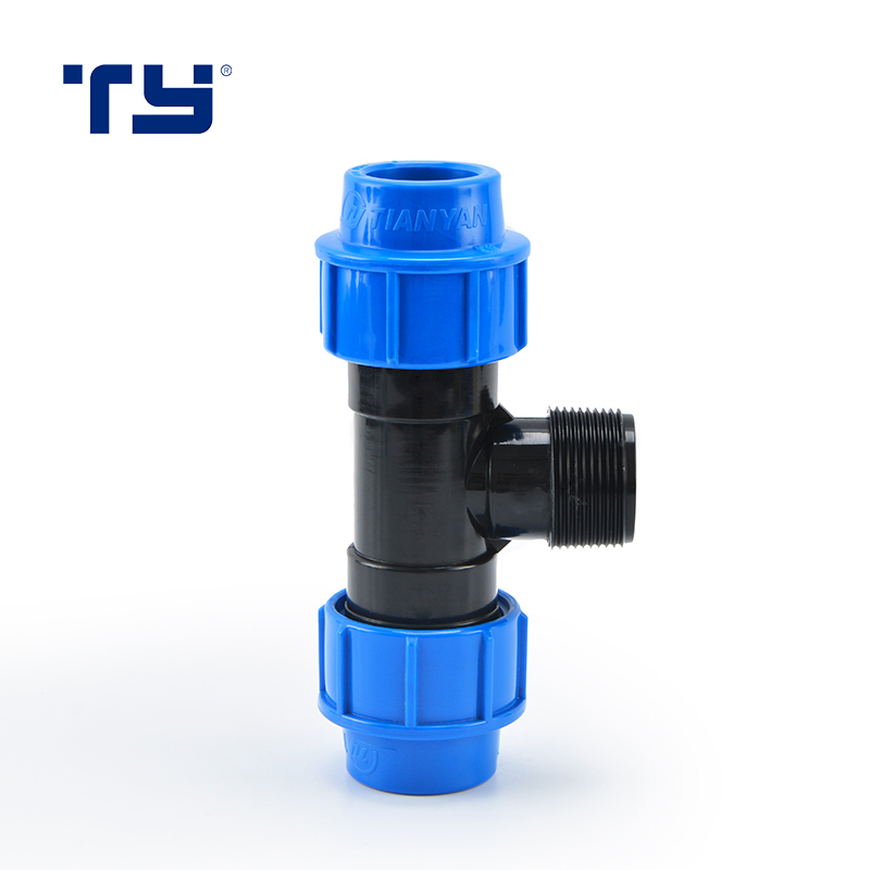 20x1/2" PP/ Plastic Drip Tape Single Exit male thread Compression Fittings Tee