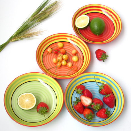 Cheap stoneware deep plate colorful fruit plate