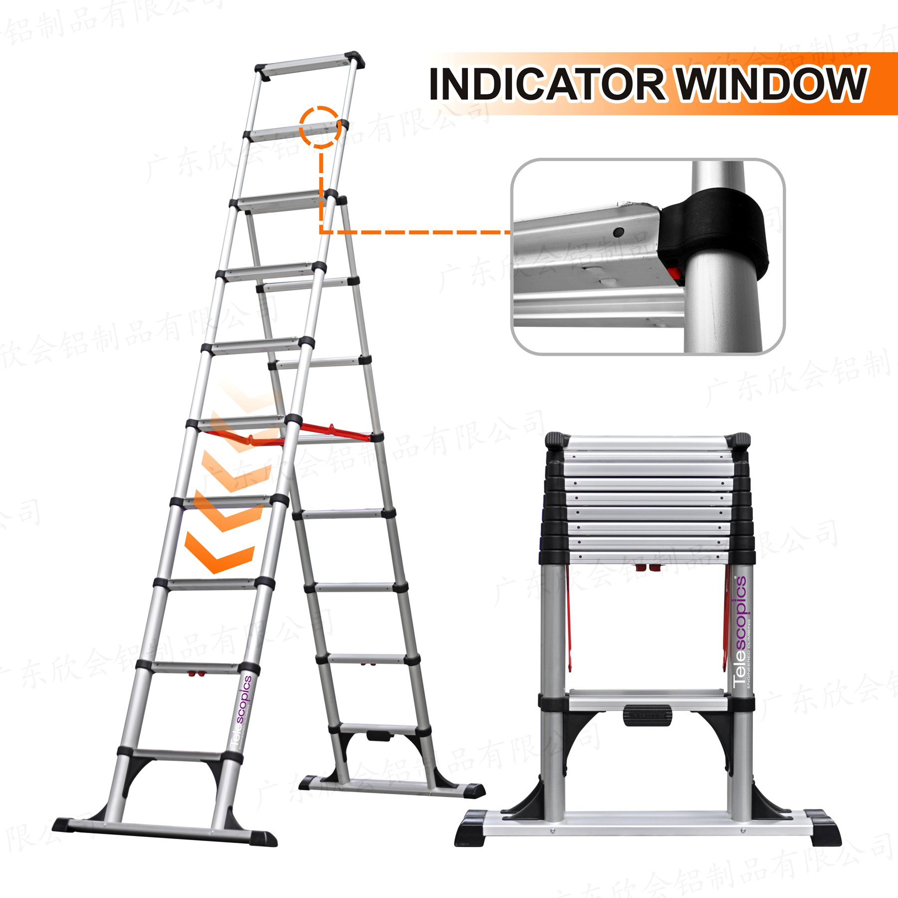 14 ft Reach Professional Wide Step Telescoping A-frame Ladder