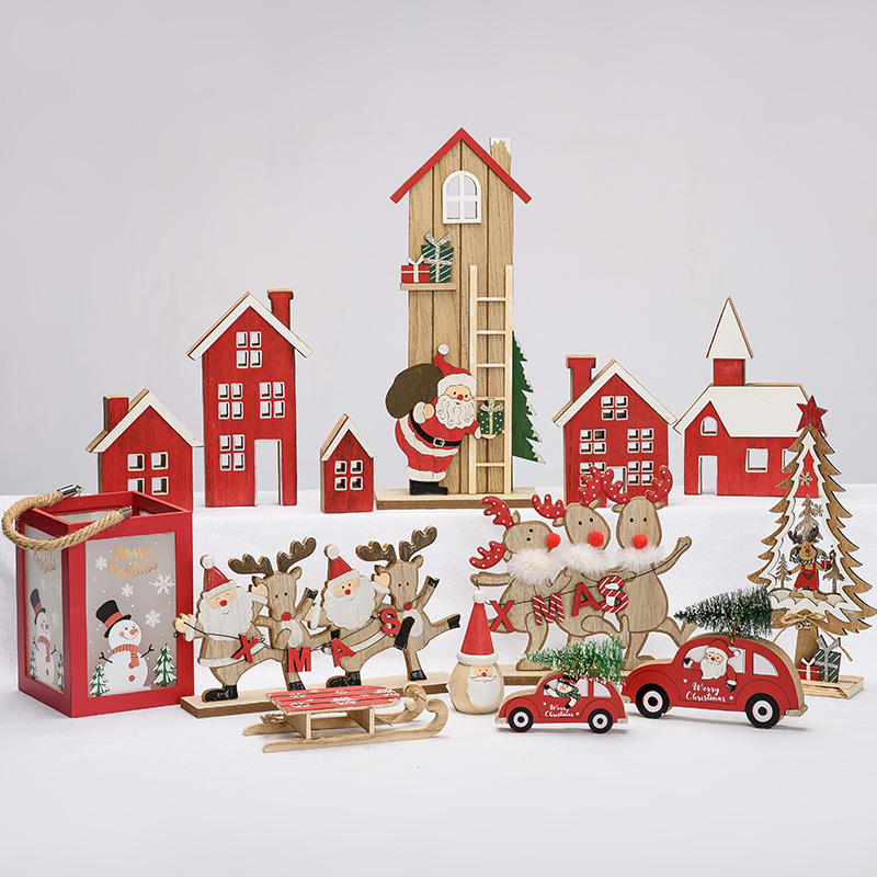 Wooden Xmas Decoration, Red