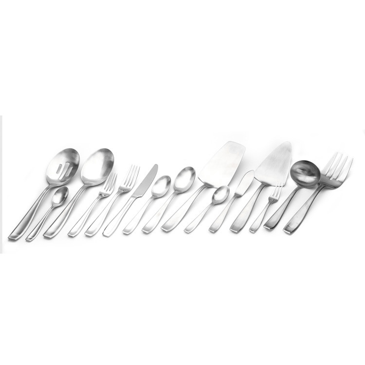 18/0 cocktail silver matte finish flatware serving spoons dinner stainless steel gift cutlery set for wedding party events