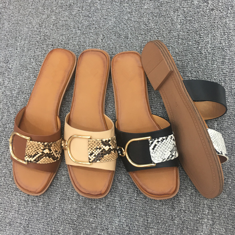 Ladies' square-head flat slippers