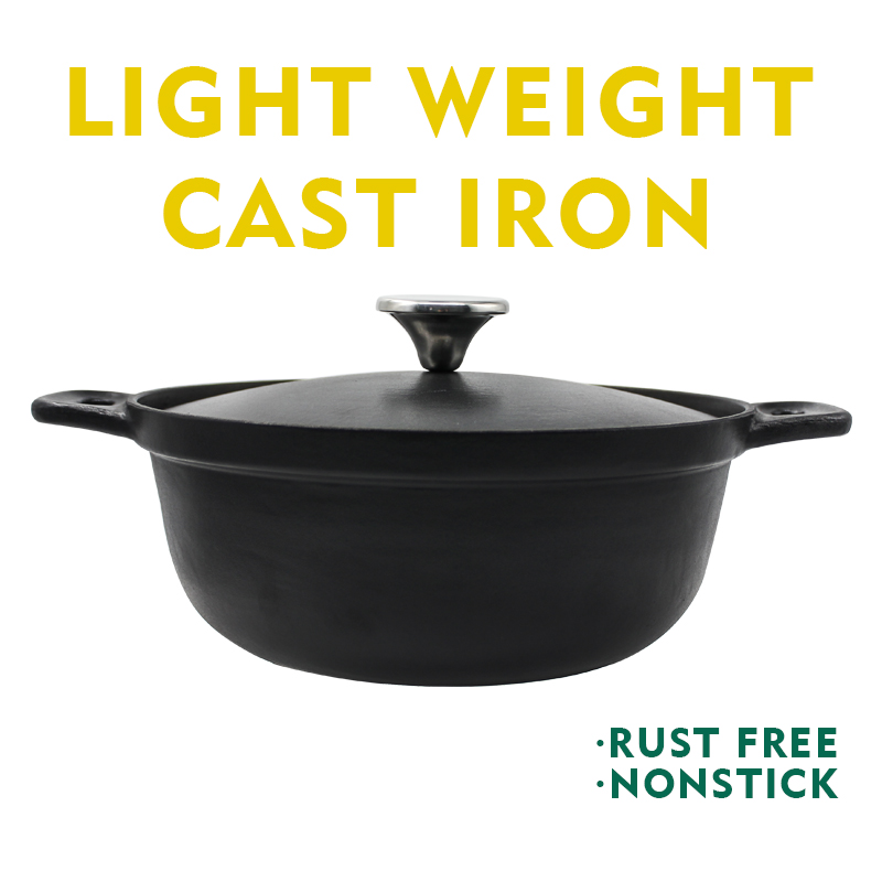 Cast Iron Pot Casserole Light Weight Enamel Honeycomb 20cm 24cm