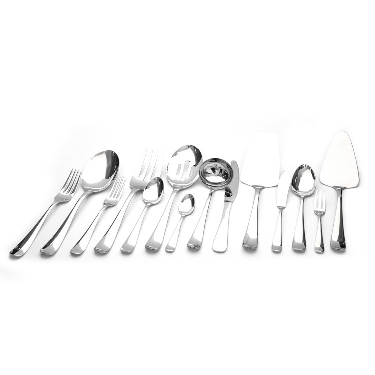 Design silver rose gold colored stainless steel flatware set custom cutlery servers