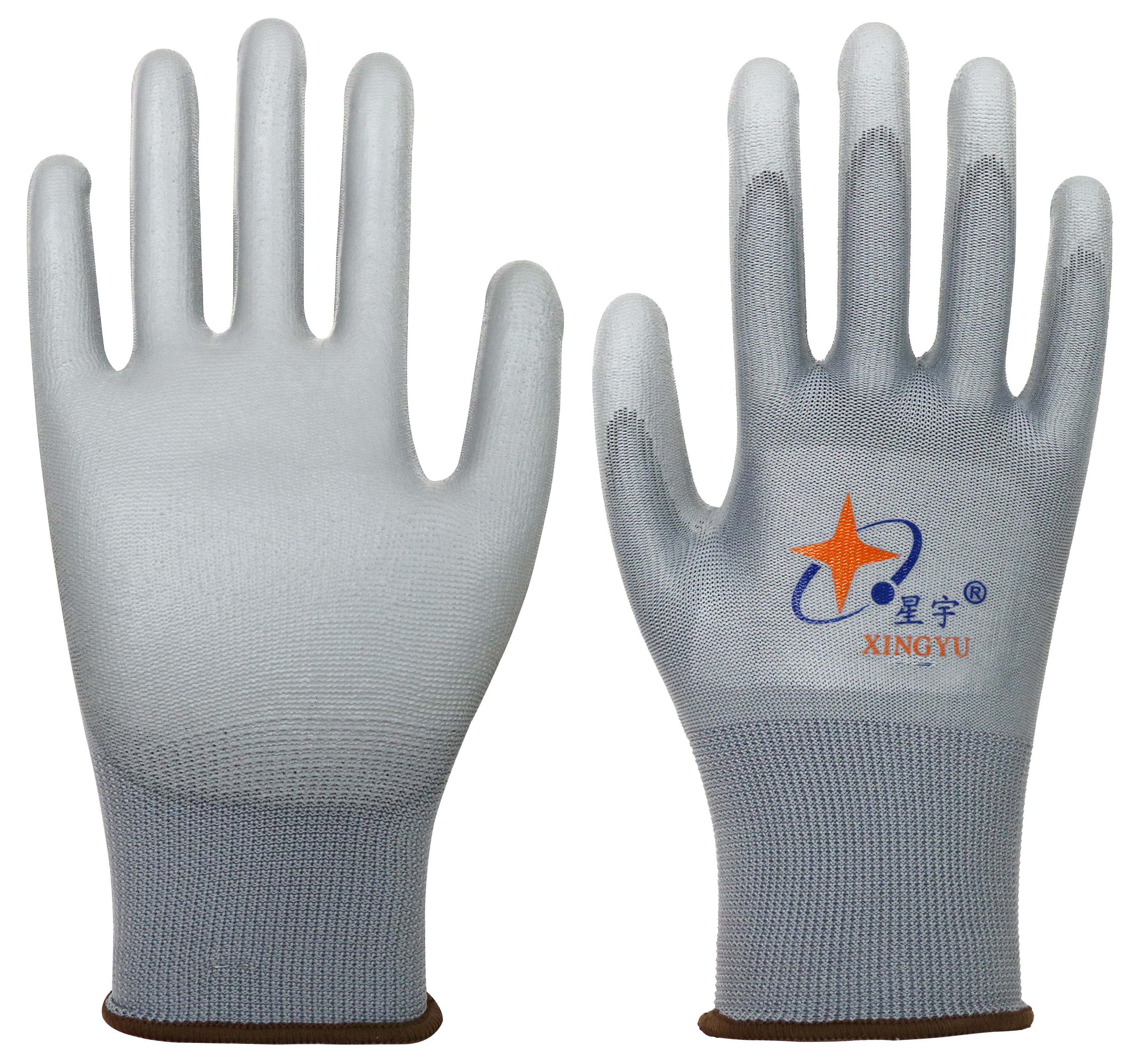13 gauge polyester with PU coated gloves,touch screen