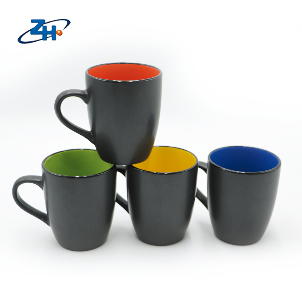 13oz ceramic customized glazed mug promotional colorful cup matt black