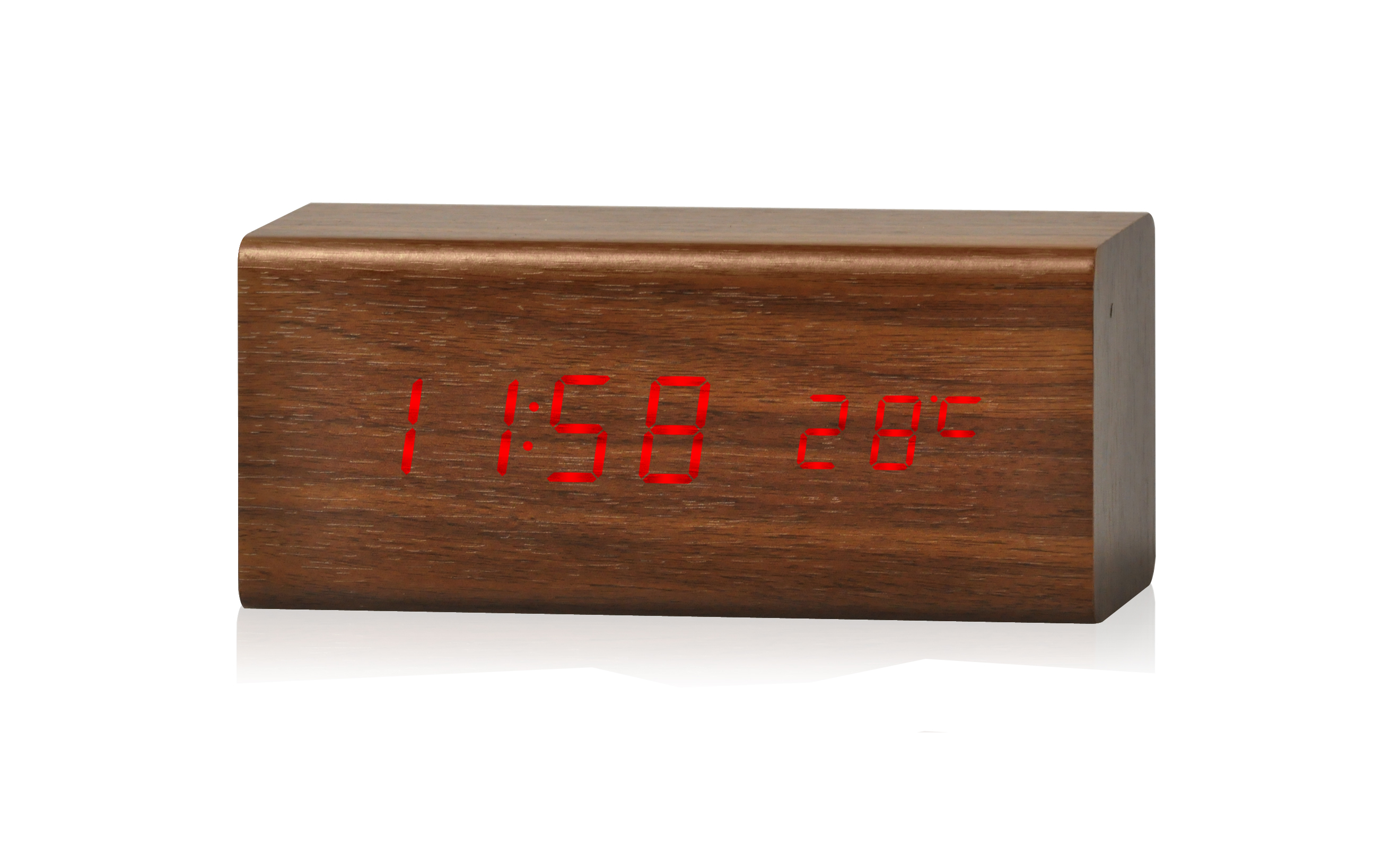 HOT Iso Sound Controlled Wood table alarm Clock Charging Wood Clock Wireless Charger