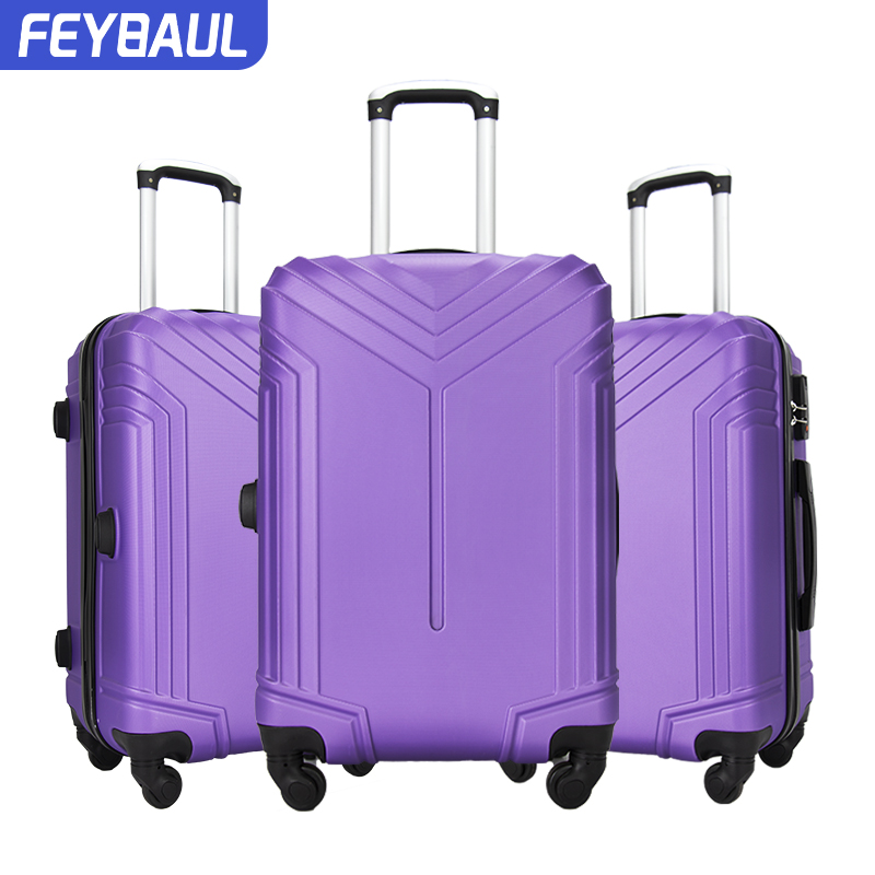 Textured ABS mould design trolley case highlight ABS luggage 3pc a set 8 spinner wheel suitcase