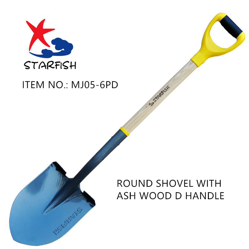 Round Shovel With Ash Wood D Handle