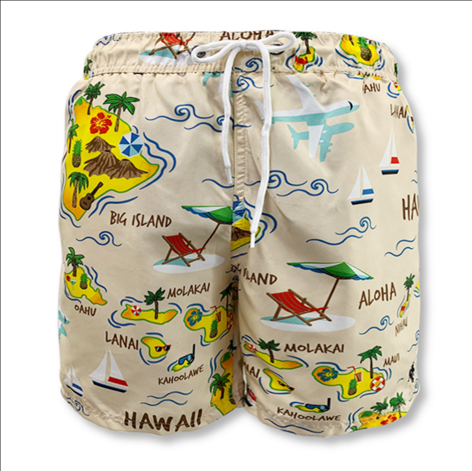 men eco Friendly recycle fabric print custom Summer boardshorts swim trunk