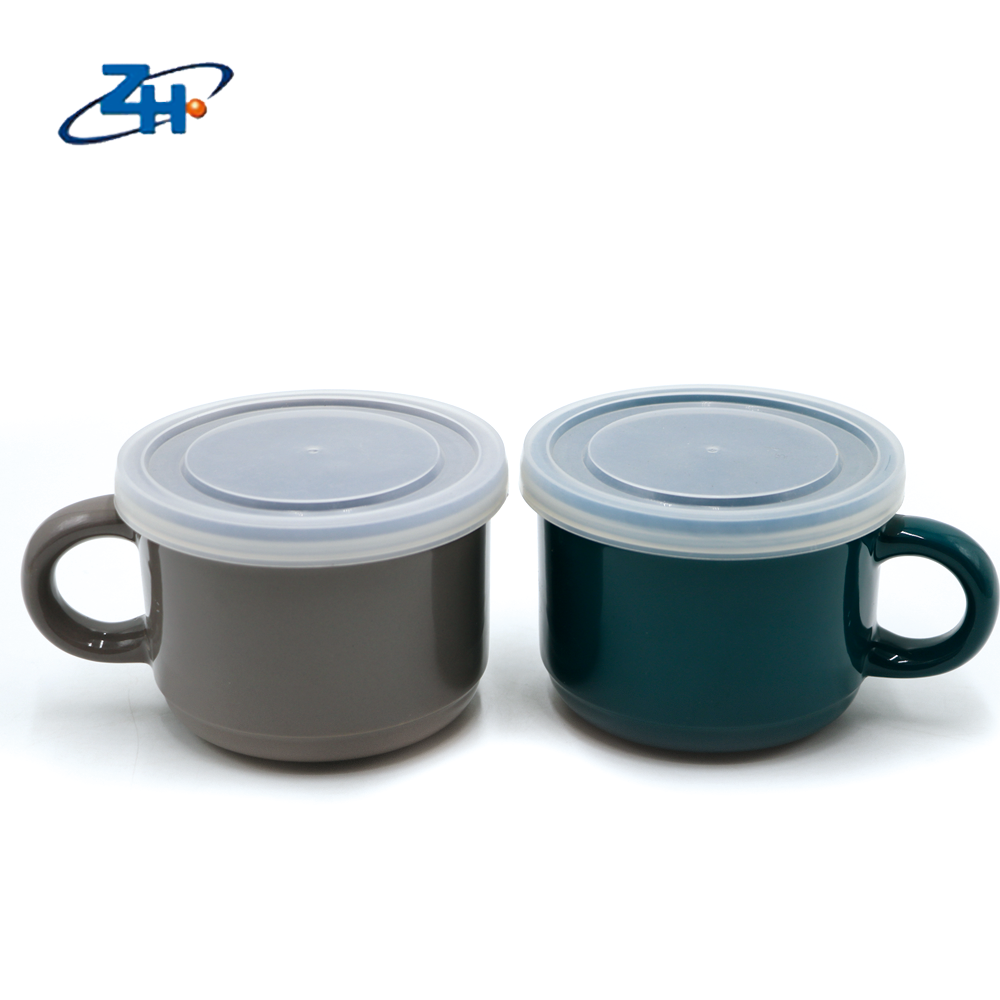 20oz ceramic customized glazed mug promotional colorful cup with lid