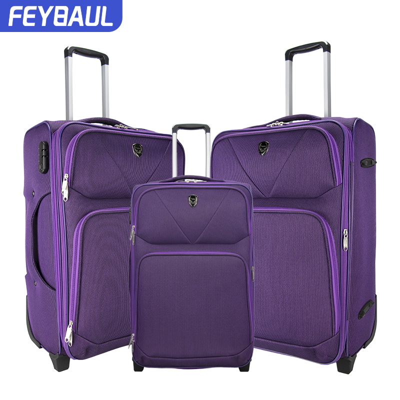 Customizable Polyester Fashion Light Weight Men Women Traveling Luggage Roller Bag With 2 Skating Wheels