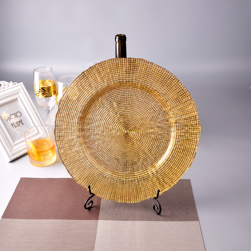 Irregular rim glass fruit charger plate, cake stand/plate